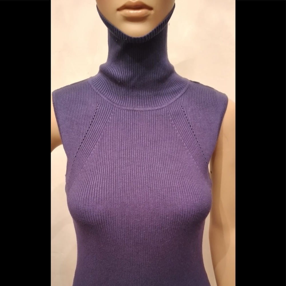 Premise turtleneck sleeveless knit top royal blue